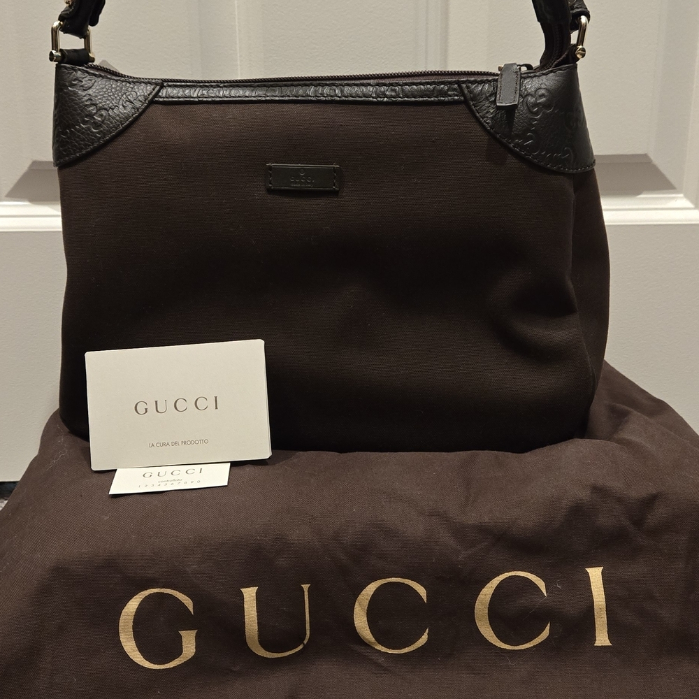 Gucci Chocolate Brown Tote with Black Accents